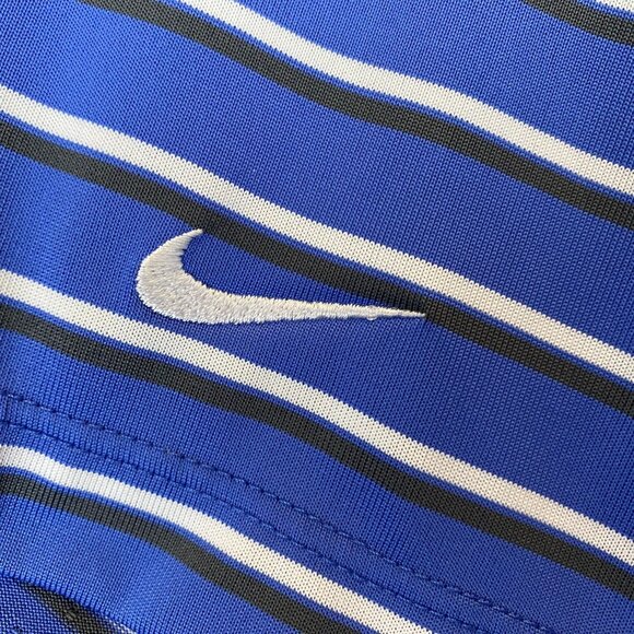 Nike Mens Golf Polo Shirt Small Striped Dri-Fit Pullover Activewear Casual Blue - Picture 10 of 12